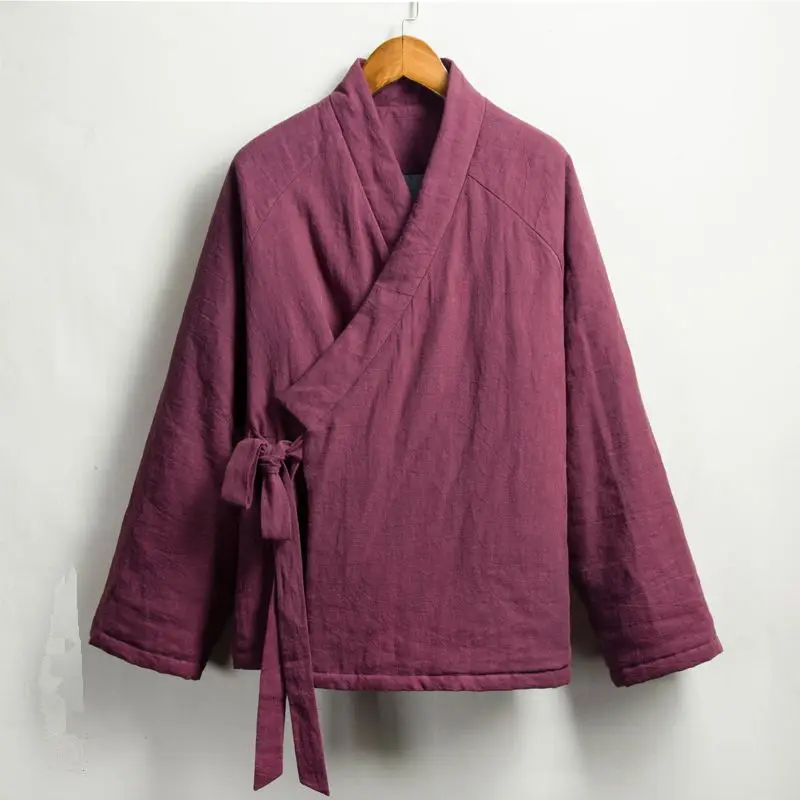 2023 winter Chinese style warm linen Padded coat jackets for men casual slim linen Tang suit overcoat men,size M-4XL 4