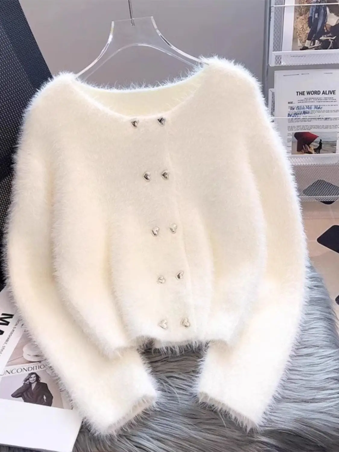 

Mink Velvet Cardigan Sweater Women's Autumn and Winter Wear Thick Crewneck Knit Top Slim New Student Coat