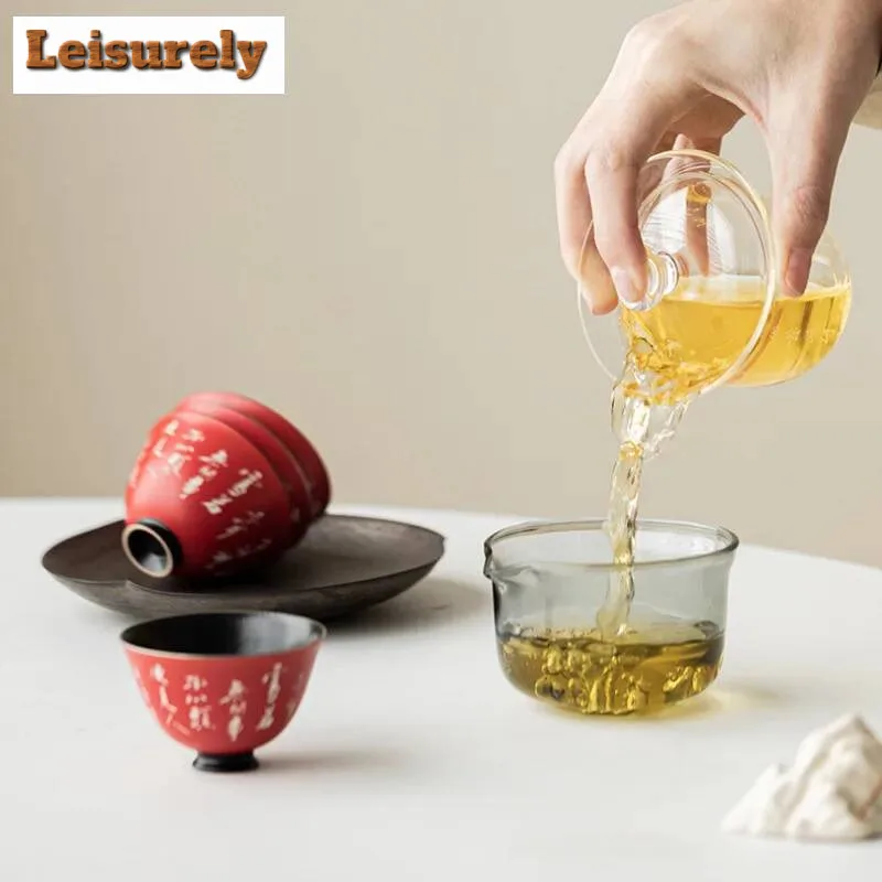 Chinese Poetic Prose Glass Tea Set Complete Boutique Tea Ceremony Set Teapot And Tea Cup Set Tea Supplies Decoration Gift Box