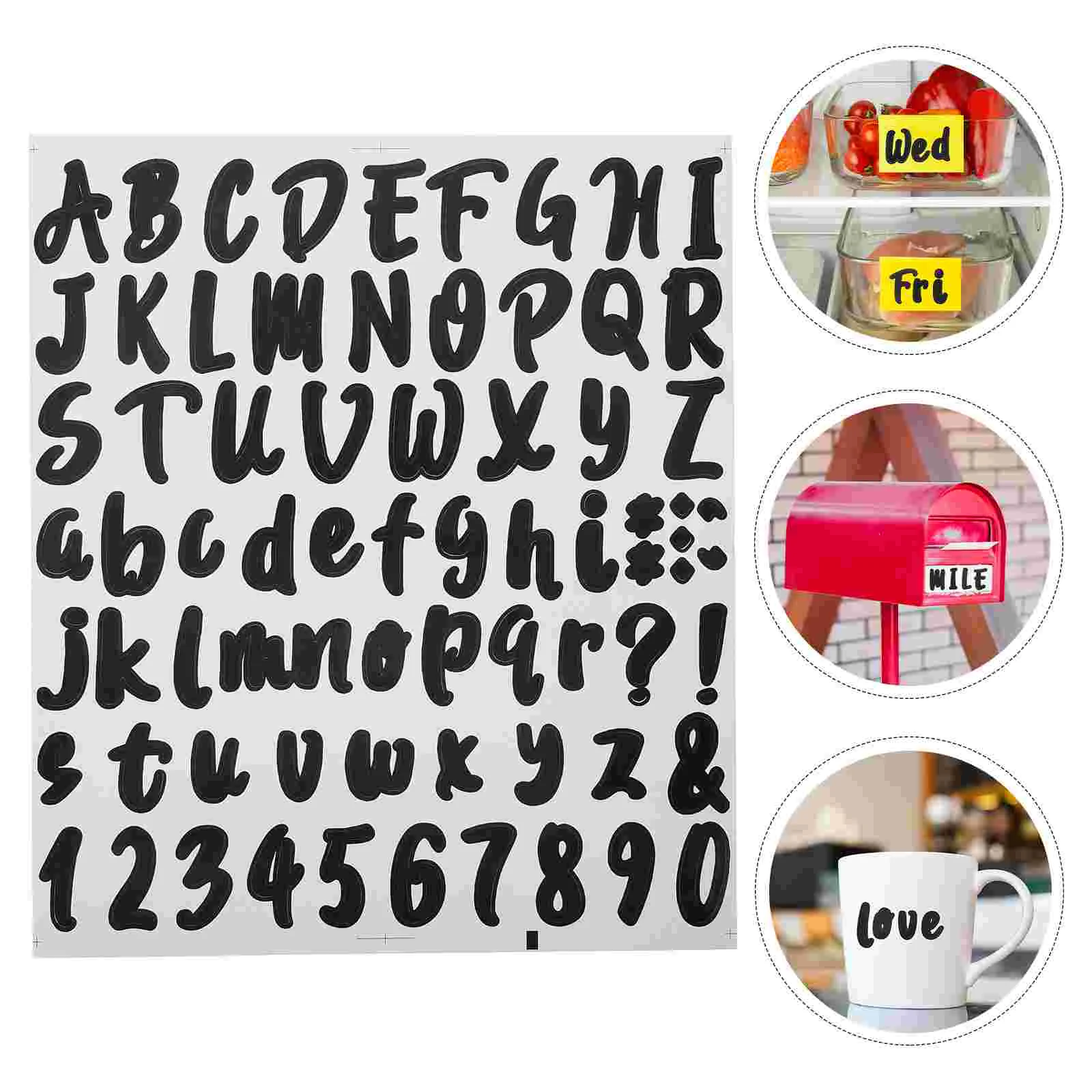 

8 Sheets Self-adhesive Stickers Black Mailbox Numbers Waterproof Large Letters Decals Pvc Alphabet