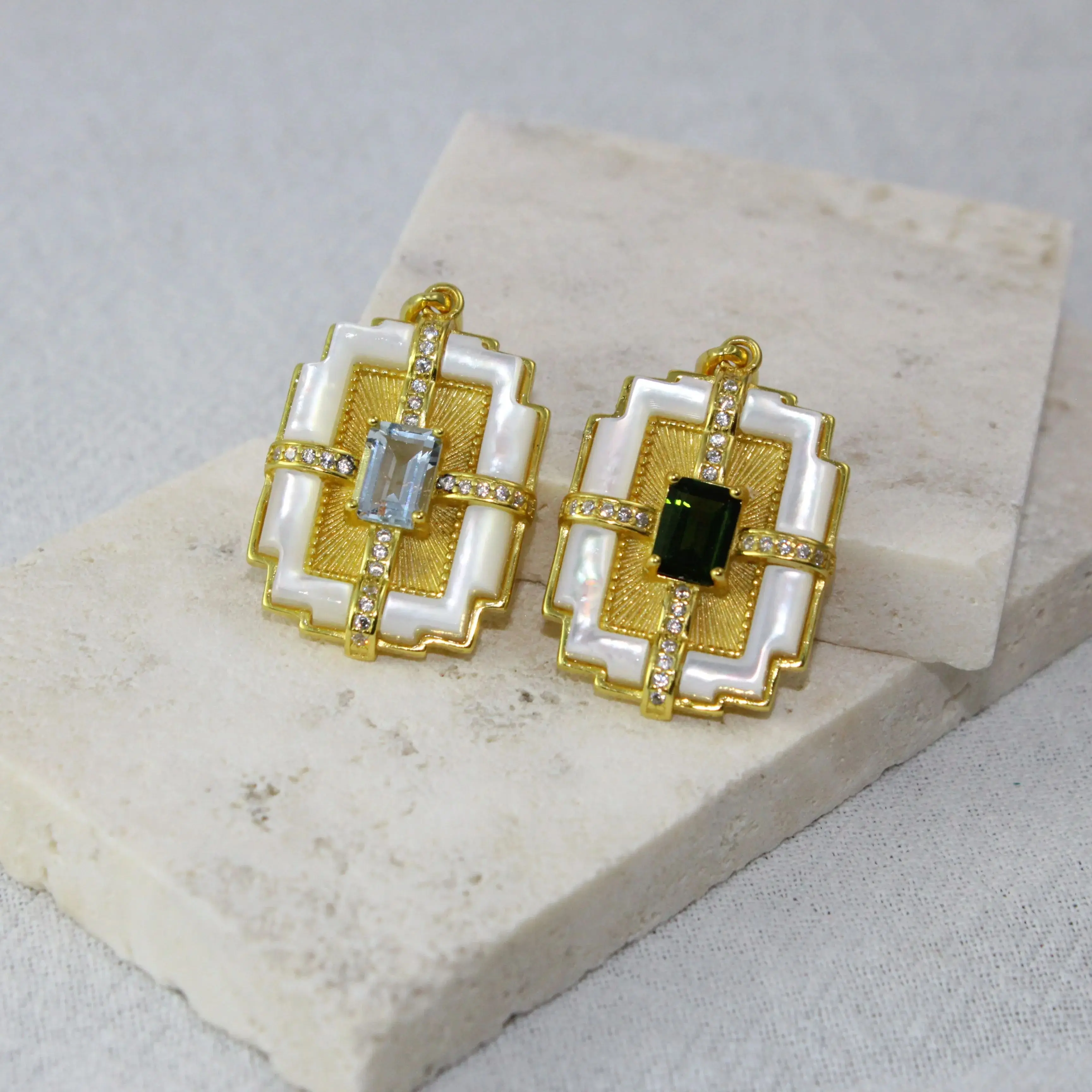 Elegante Ciondolo Gioielli In Argento 925 Con Aquarmarine E Fritillaria Thun-Intarsio Bergli-Squisito E Lussuoso (Catena Senza Pari)