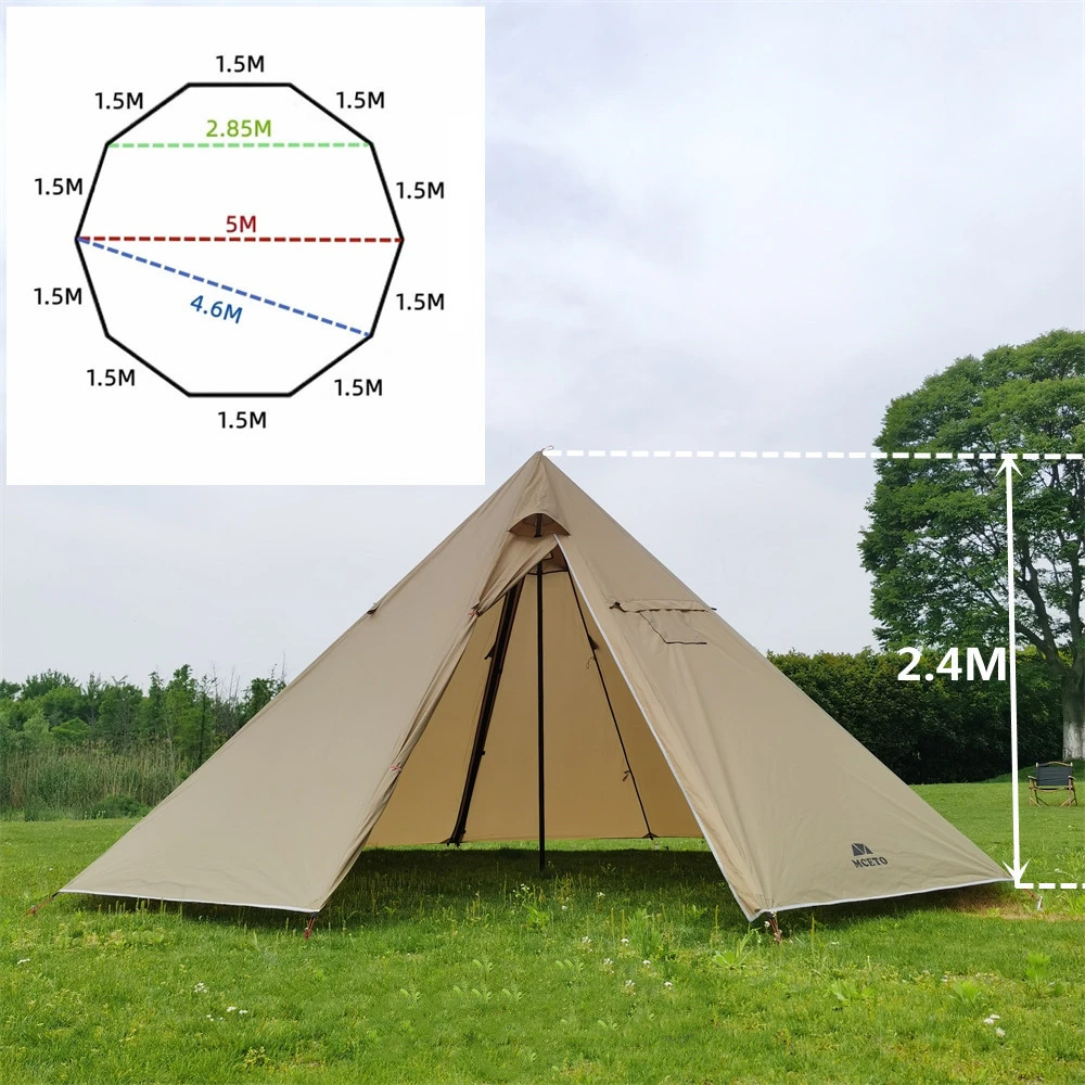 New 5m Oversized Pyramid Tent Outdoor Camping Tent With Chimney Jacket