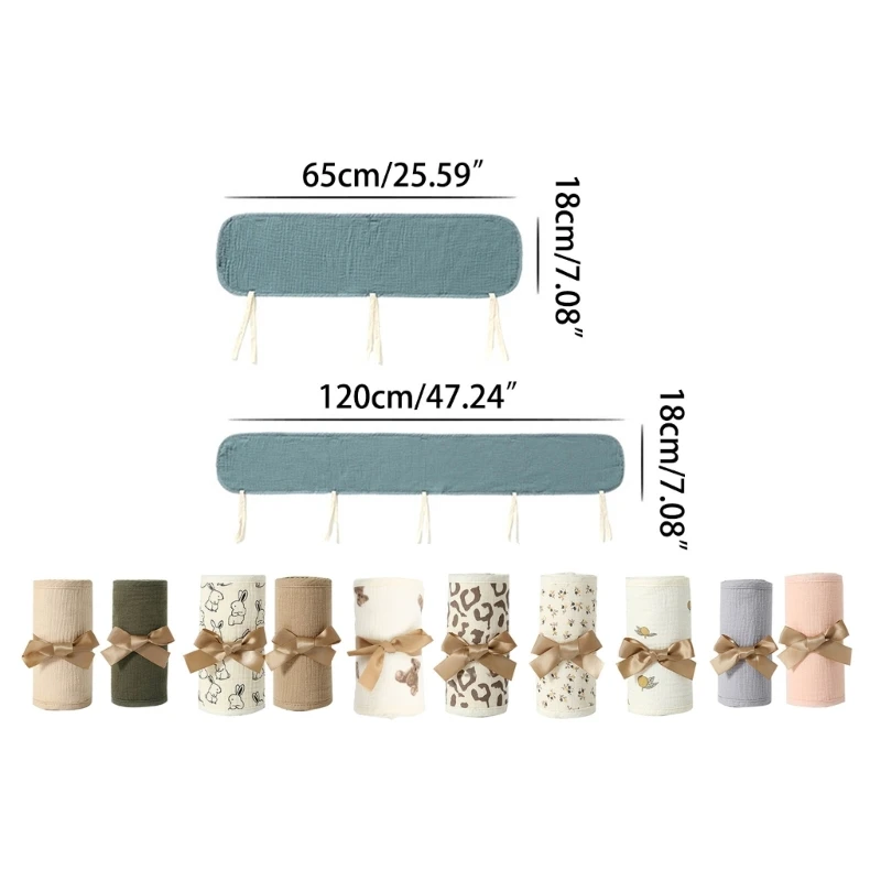 Baby Bed Soft Edge Protector Baby Crib Rail Cover Protector Set Wrapped Rail Cover Crib Guard Anti-Collision Strip 4Pcs/Set