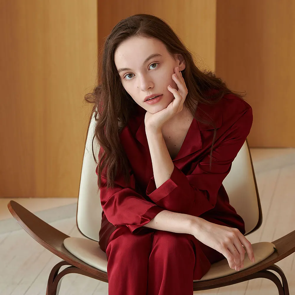 Silk Pajamas Set Women Pure 19 Momme Ladies Sleepwear Luxury Natural Full Length Women's Clothing Free Shipping