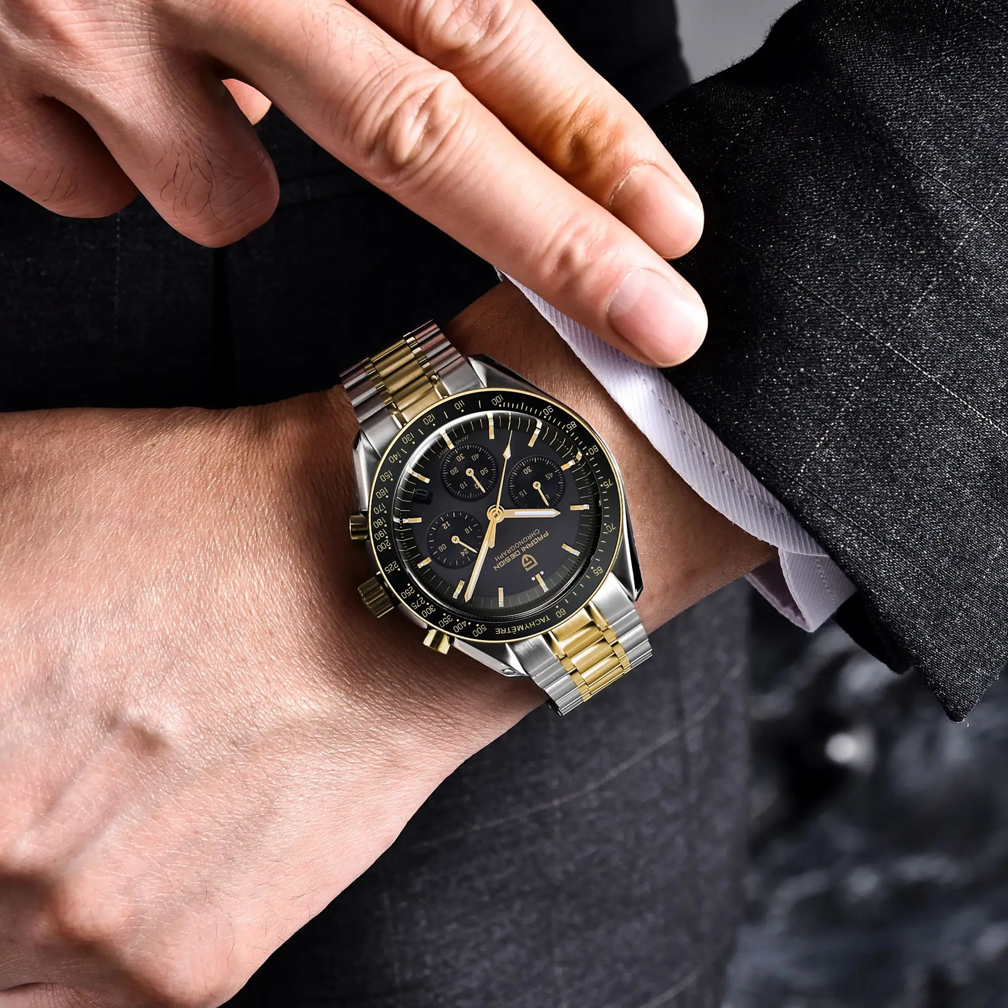PAGANI DESIGN 2025 Silver Gold Moon Luxury Quartz Watches Men Sport Chronograph Sapphire Crystal Stainless steel Watch For Men 3