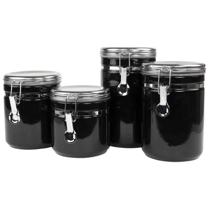 

Home Basics 4 Piece Canister Set with Stainless Steel Tops