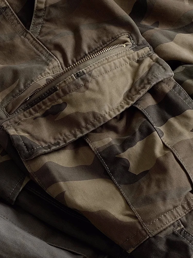 Retro Men's Multi Pockets Outdoor Jogger Pants Military Tactical Camouflage Cargo Pants Autumn Loose Casual Pants
