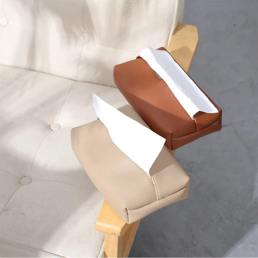 Creative Leather Tissue Box Nordic Simple Home Living Room Light Luxury Tissue Box Bedroom High-end Paper Tissue Box 2