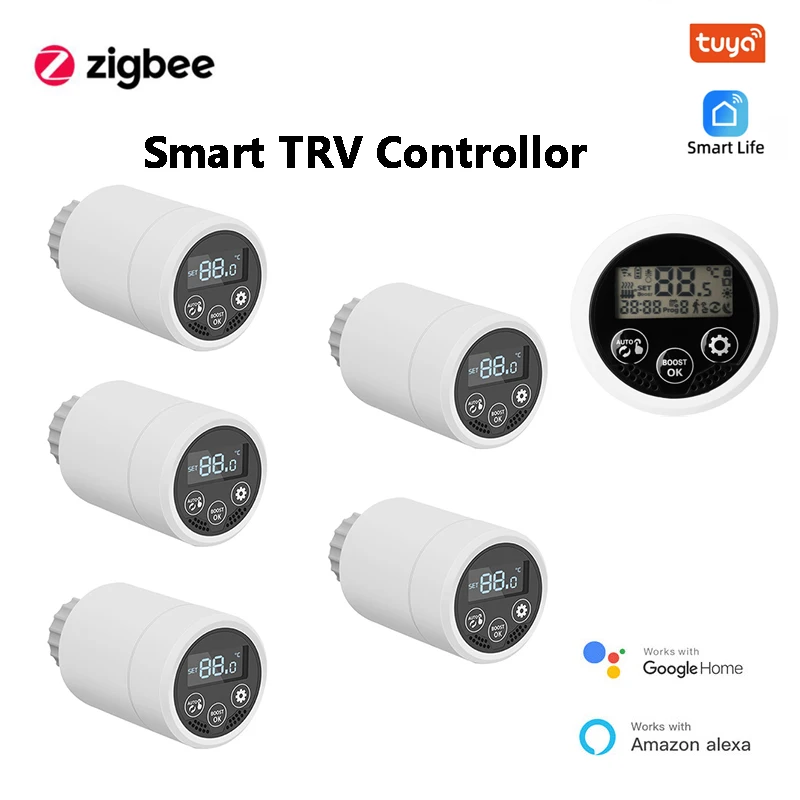 Tuya Zigbee 3.0 Inteligente Termostato Atuador da Válvula do Radiador Trv Controlador de Temperatura Programável com Alexa Google Home Gateway