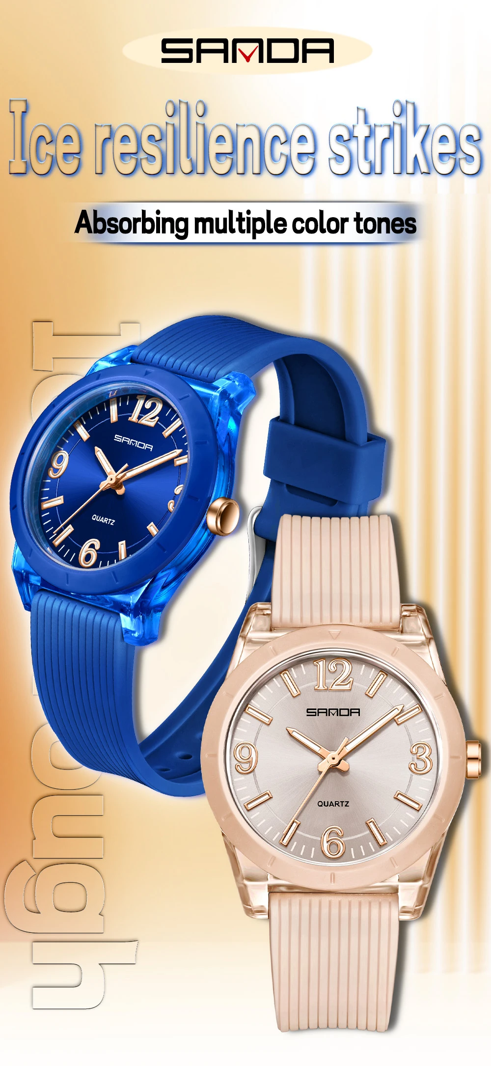 SANDA Top Brand 6277 Transparent Case Children's Quartz Watch Waterproof Night Light Leisure Student Quartz Watch 2025