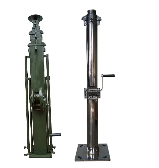 

wind load 130km/h steel 6m to 20m LED lights and antenna portable manual hand winch crank locking push up telescopic mast
