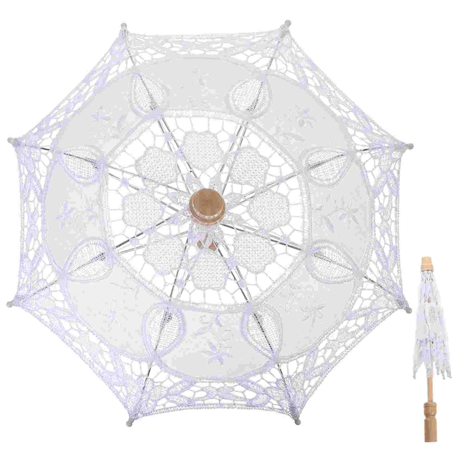 

Bridal Parasol Embroidery White Parasol for Wedding Dancing Photography Props ( White )