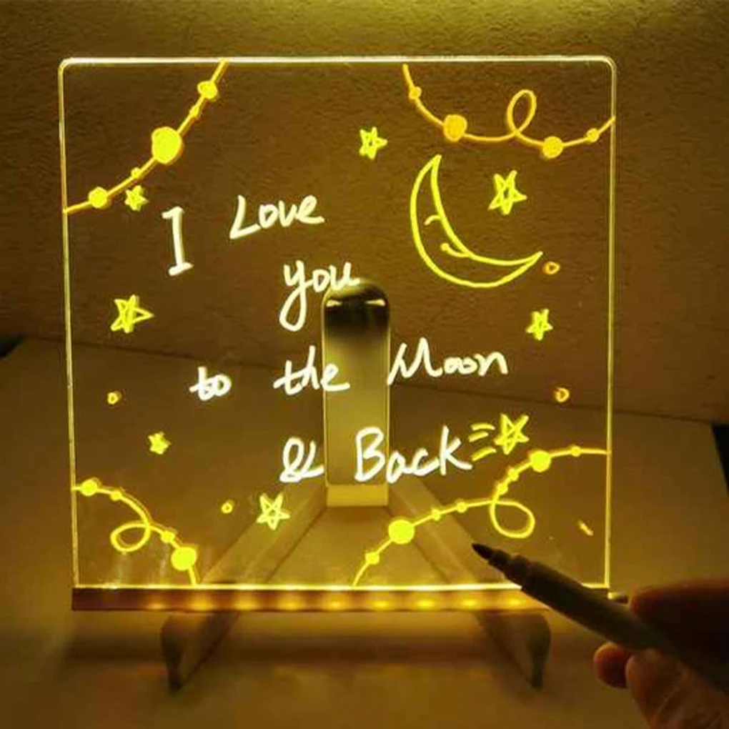 Colorful Led Note Board Creative And Durable Display For Kids Triangle Support Can Be Adjusted Angle 15*15cm