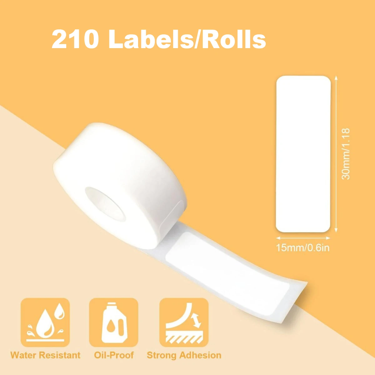 Label Tapes for Phomemo D30 Label Maker,15mmx30mm Self-Adhesive Label Tape Thermal Sticker Roll for Home Office School Supplies