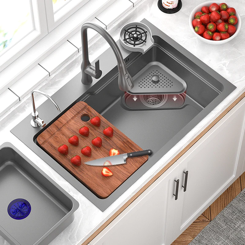 Kitchen Sink Gun Grey Stainless Steel Large Single slot Sink Modern ...
