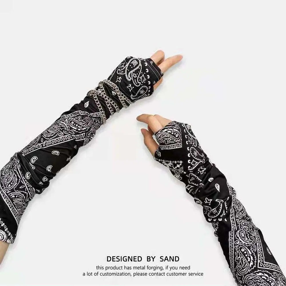 

Glove Fingerless Arm Warmers Outdoor Sport Cashew Print Ice Silk Sleeves Printing Sun Protection Cover Ice Silk Arm Warmers