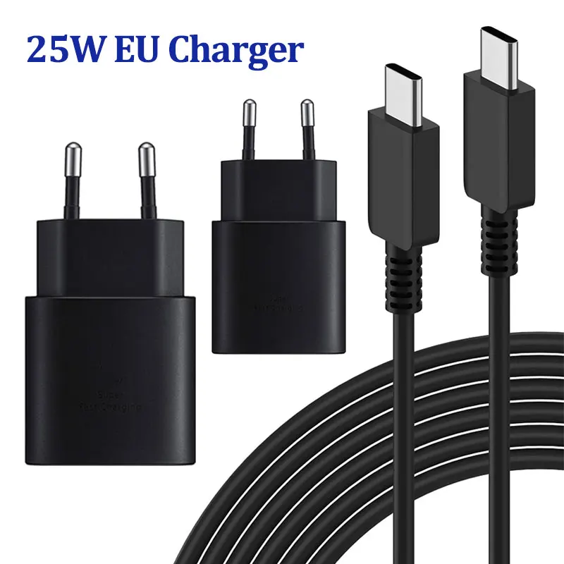 

25W USB C Charger Super Fast Charge Adapter for Galaxy S20 S21 S22 S23 S24 note 20 Ultra 10 FE A55 A35 A25 A15 Z Flip Fold 5 4 3