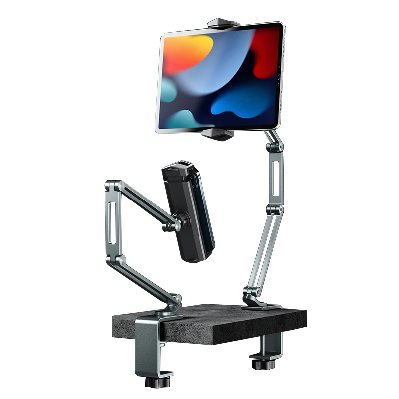Aluminum Alloy Tablet Holder Adjustable Desk Clamp Phone Stand For Ipad
