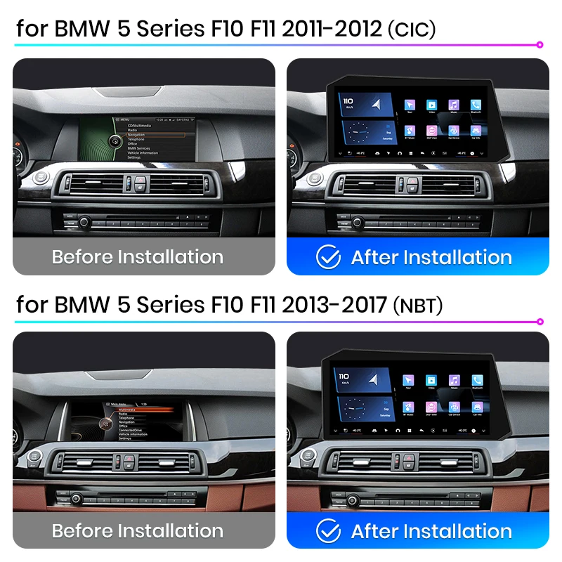 Radio para Auto Junsun con Pantalla Ultrafina de 12.9'' y Carplay Inalámbrico, Android Auto, para BMW Serie 5 F10 F11 2011-2017, Sistema CIC NBT, Pantalla Táctil Multimedia, GPS, Navegación, Mirroring 2