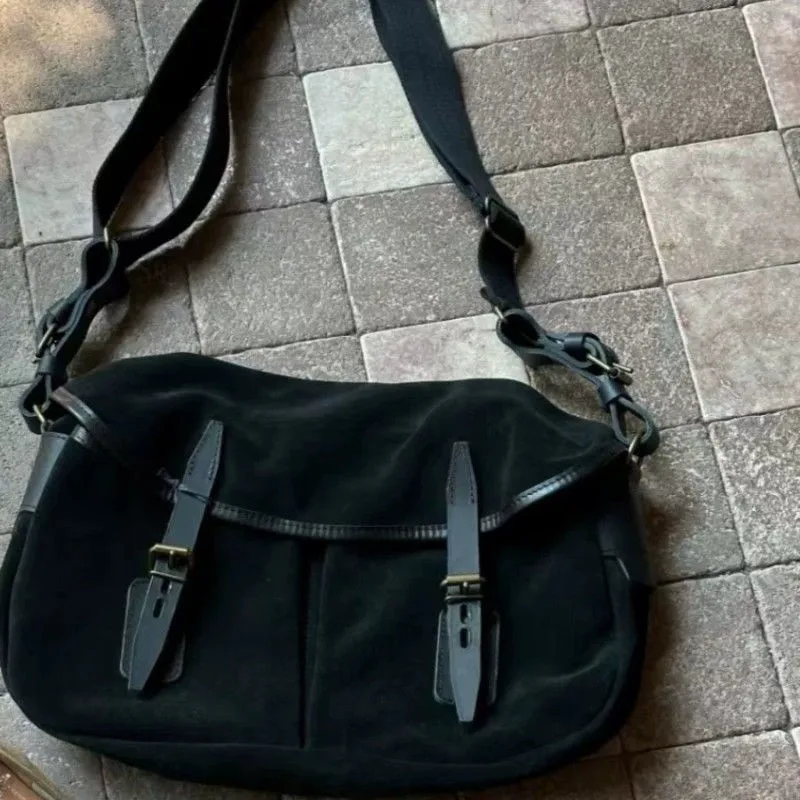 Korean Style Retro Suede Shoulder Bags Women Matte Large Capacity Unisex Crossbody Bag Ladies Daily Versatile Messenger Bag 2025