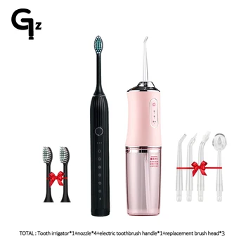구강 세정기 및 전동 칫솔 교체 브러시 헤드, 휴대용 치과 물 치실, 4 노즐 USB 충전식, ipx7