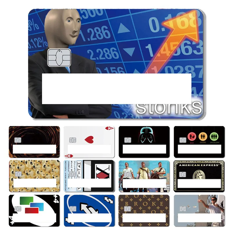 2023 New Poker Money Black Card Game Window Sticker Case Film Tape Skin Per Small Chip Carta Di Debito Di Credito