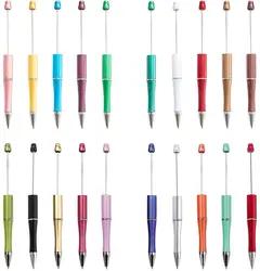20pcs Plastic Beadable Pens for Ball PointPen DIY Gift 20 Colors Pen Beadable Pen School Office Supplies Sationary Pens