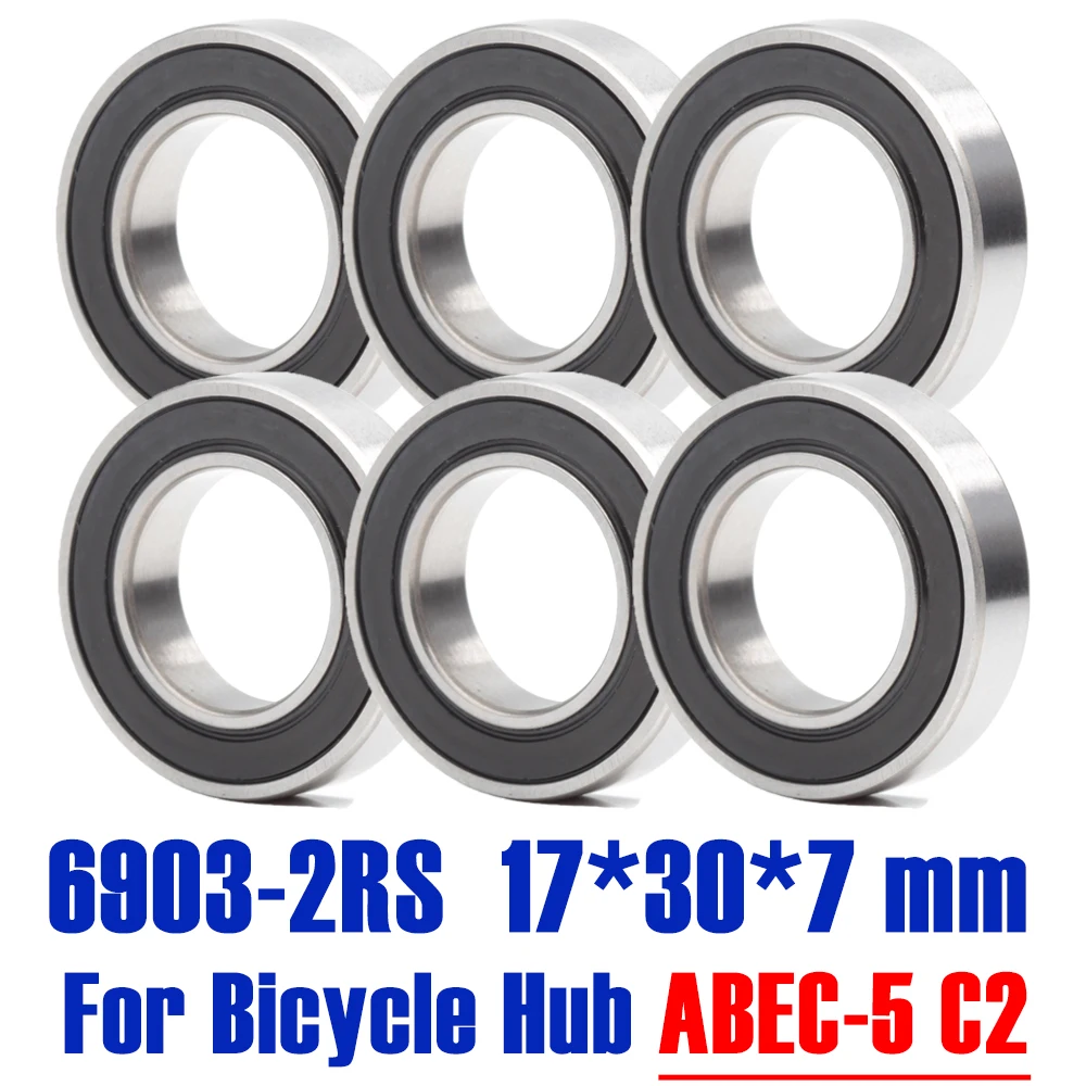 6903-2RS Bearing 17*30*7 mm ( 6 PCS )  ABEC-5 17 30 7  6903RS Bearings For Bicycle Hub Front Rear Hubs Wheel 6903rs hybrid ceramic bearing 17 30 7 mm abec 5 1pc bicycle bottom brackets