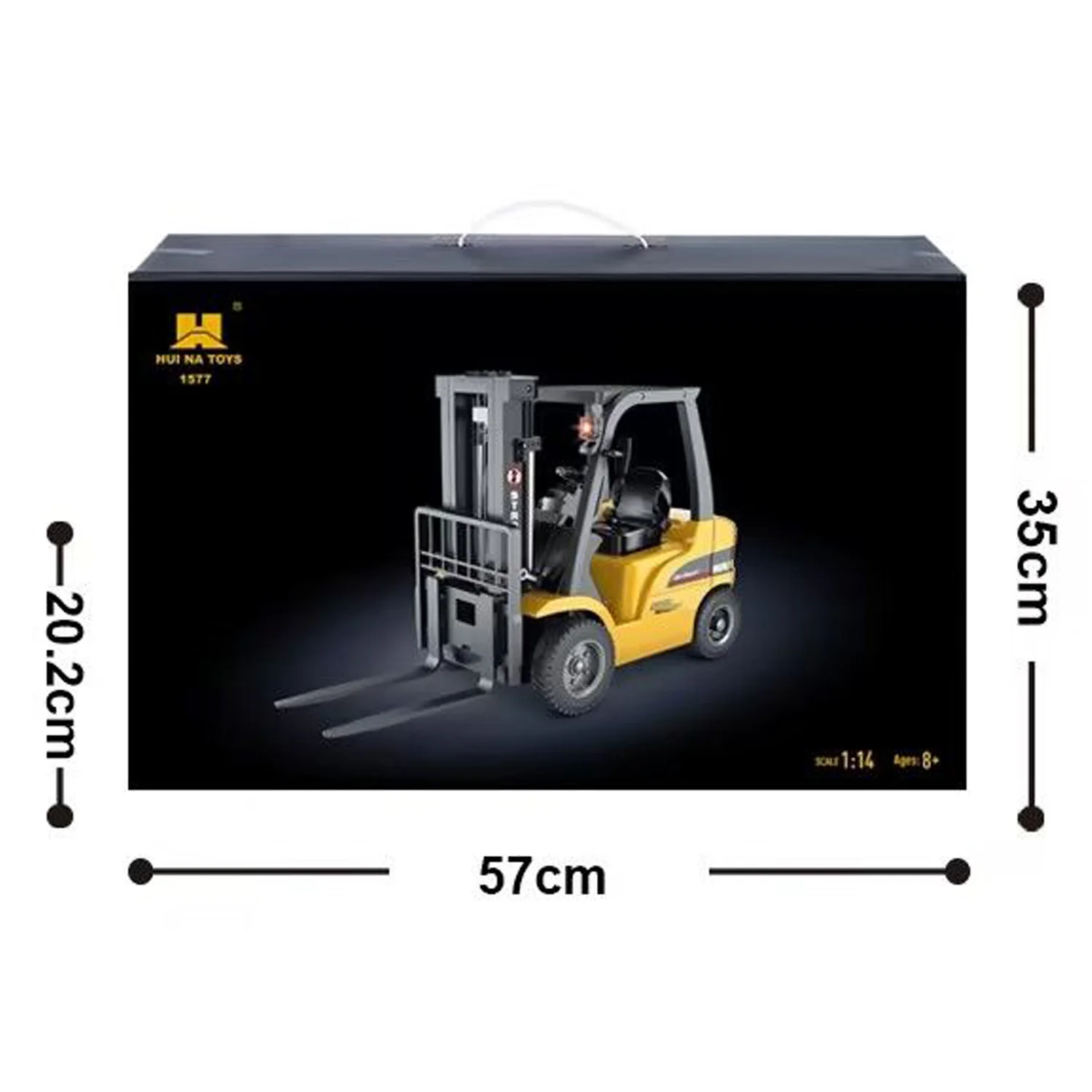 RTR 뉴 후이나 1577 1/14 RC 포크리프트 14채널 전동 리프팅 사운드 라이트 효과 2.4G 무선 조종 자동차 장난감 모델 선물
