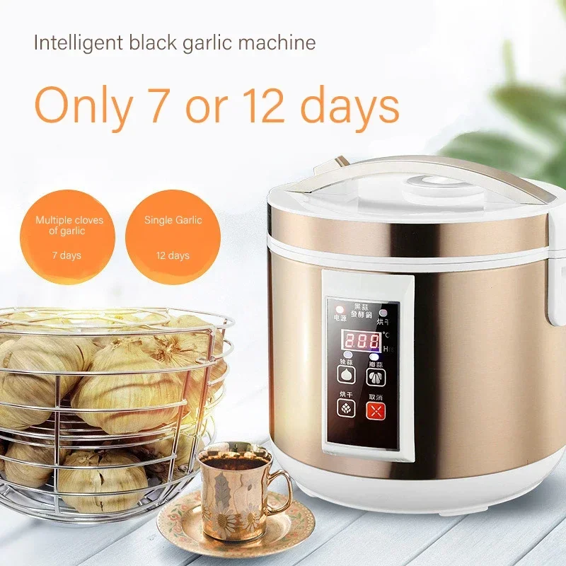 Fermentador Automático De Ajo Negro 5L - Yogurtera Multifunción Con Temperatura Ajustable 30-85°C, 90W, Incluye Rejillas (color Dorado Y Blanco)