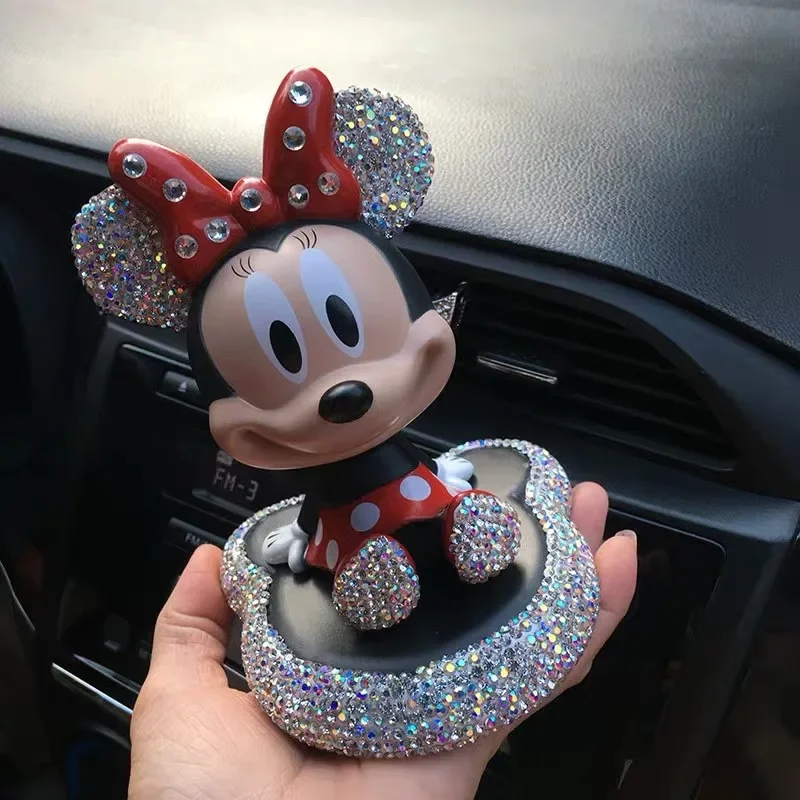 thumbnail image 1 of Muñeca de anime Mickey Mouse Minnie, juguete de Mickey y Minnie Mouse, modelo de cabeza móvil de dibujos animados, decoración de coche, accesorios para coche, regalo de cumpleaños para niños, 1 of 5