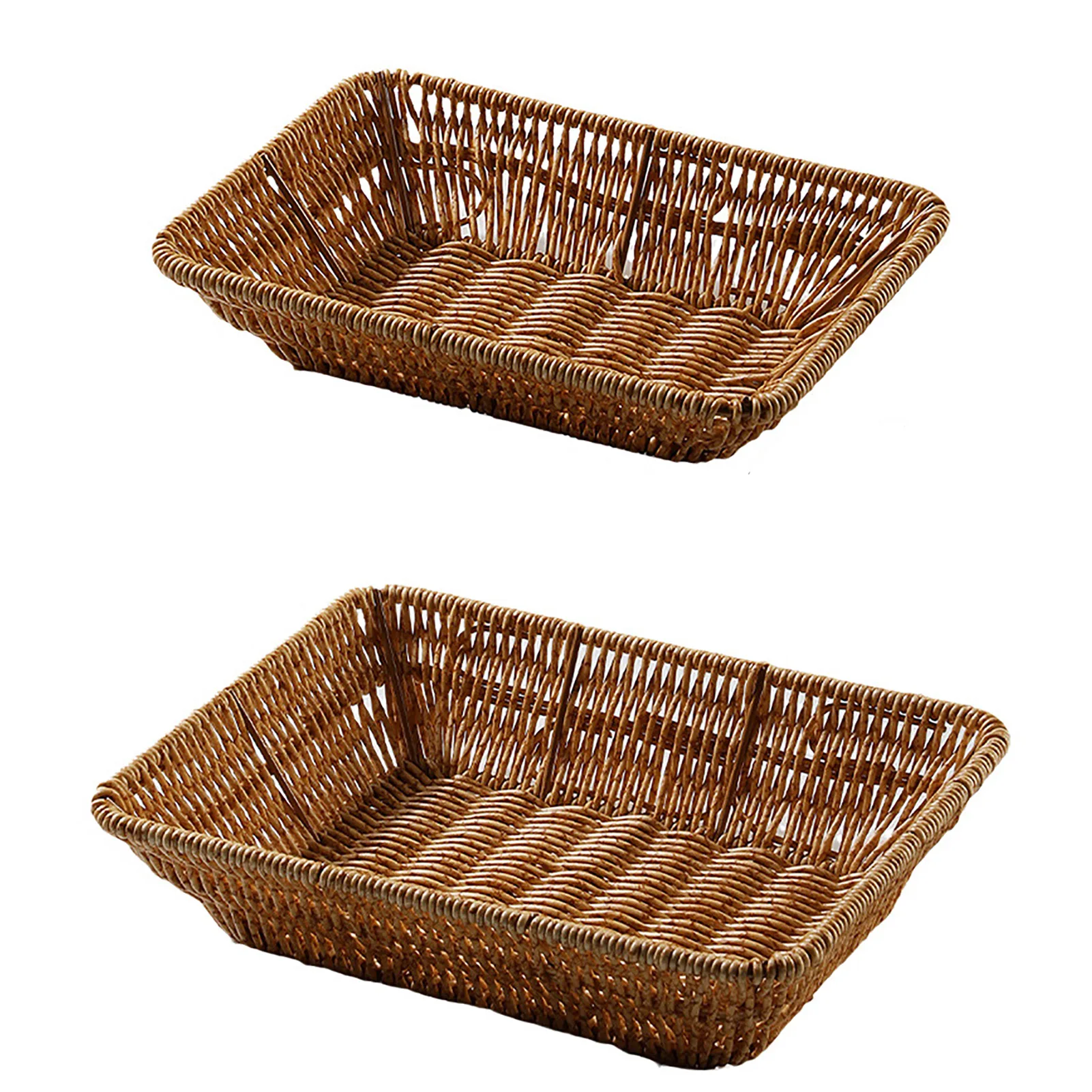 

Hand-woven Artificial Rattan Wicker Basket Food Fruit Bread Snack Storage Plate Rattan Woven Home Cosmetic Sundries Basket