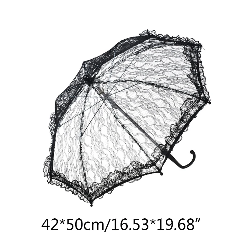 Bridal Lace Parasol Set Lace Floral Umbrella Wedding Decoration Bride Handmade Photography Prop Umbrella Parasol 3 Color with Different Patterns