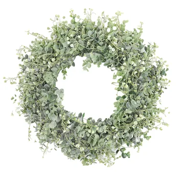 Green Leaf Faux Door Wreath 1