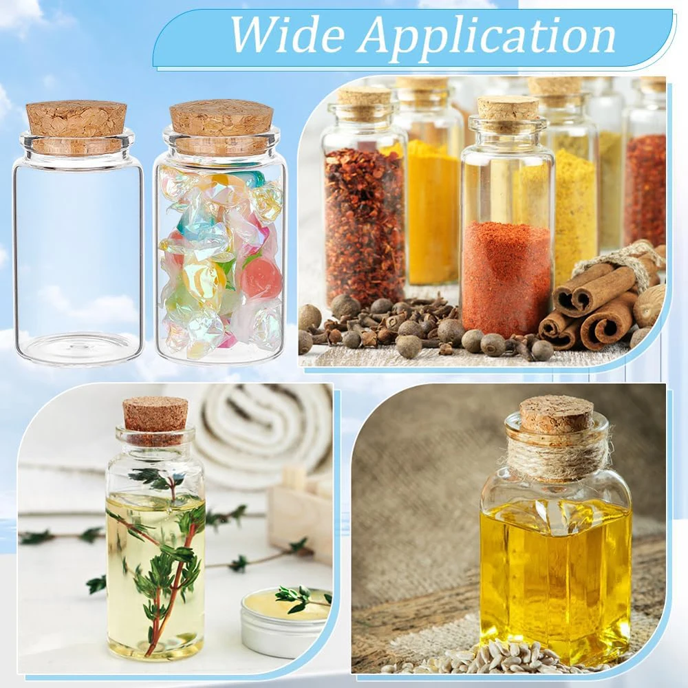 100ml Mini Glass Bottles with Cork Stoppers, Wish Message Bottles for Wedding Party Supplies, DIY Craft, Baby Shower Favors 5