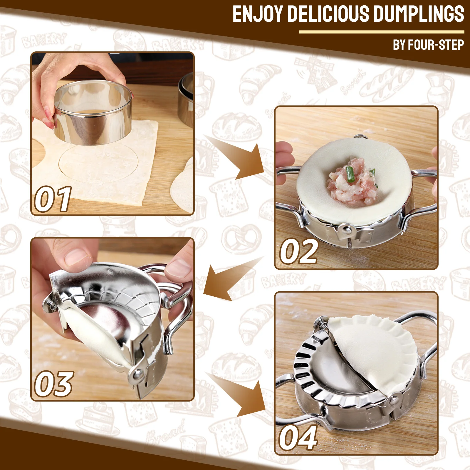 Dumpling Maker Stainless Steel/Plastic Dumpling Skin Molds Ravioli Maker Press Pie Making Press Wrapper Pastry Maker for Kitchen