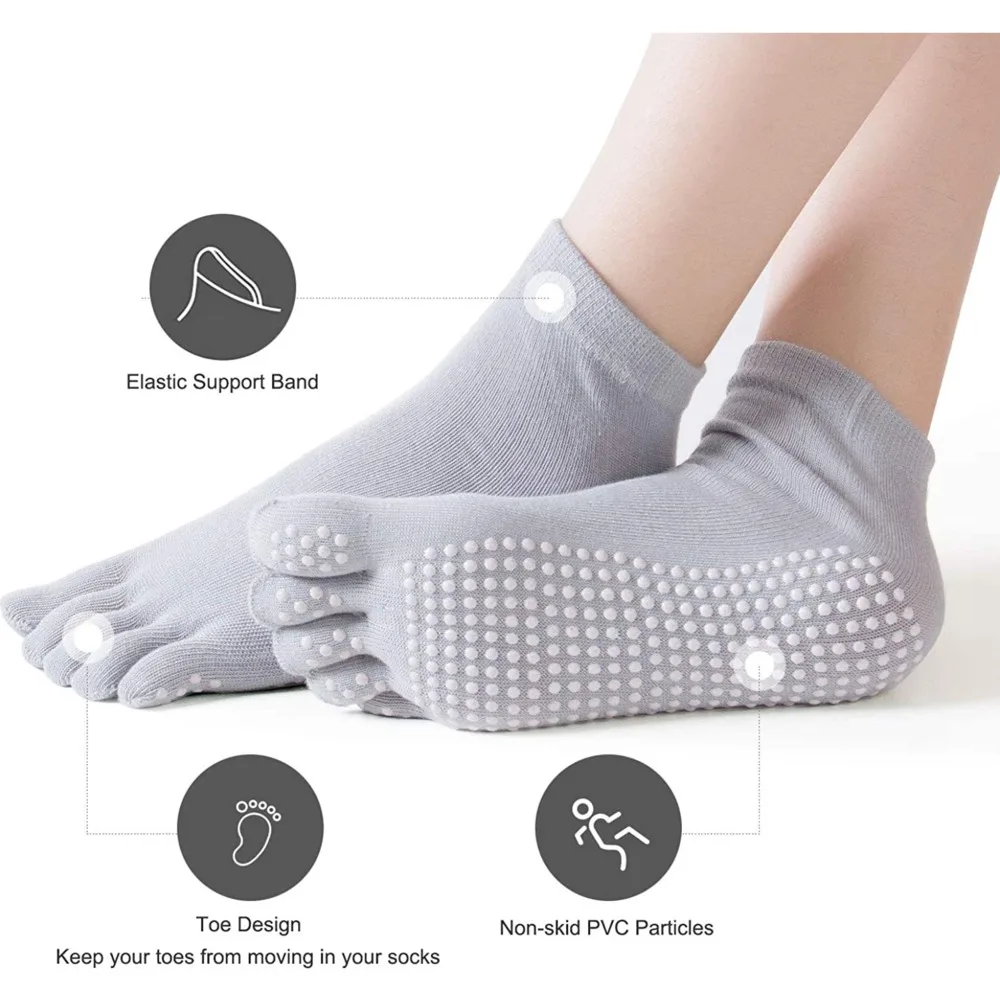 Yoga Toe Socks with Grips Pilates Women Toeless Socks for for Pilates