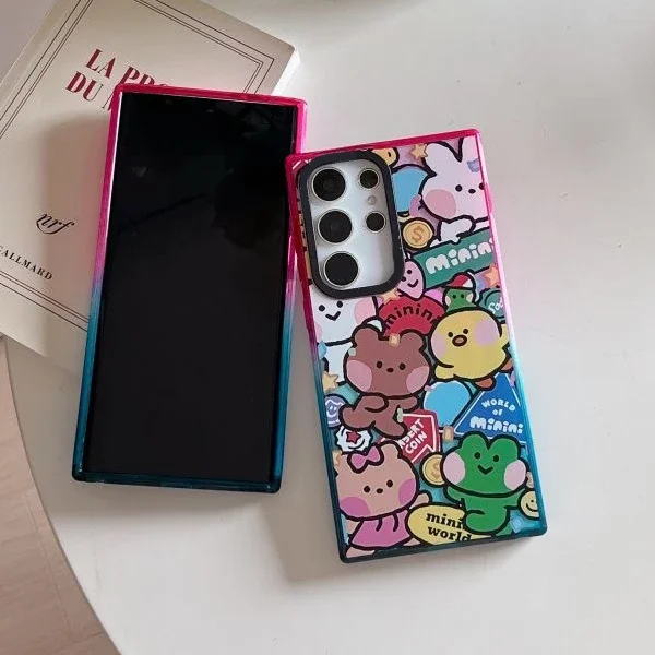 

Cute Animals Colorful Border Magnetic Case for Samsung Galaxy S22 Ultra S23 Ultra S24 Ultra S24 + Plus Cover Protective Shell