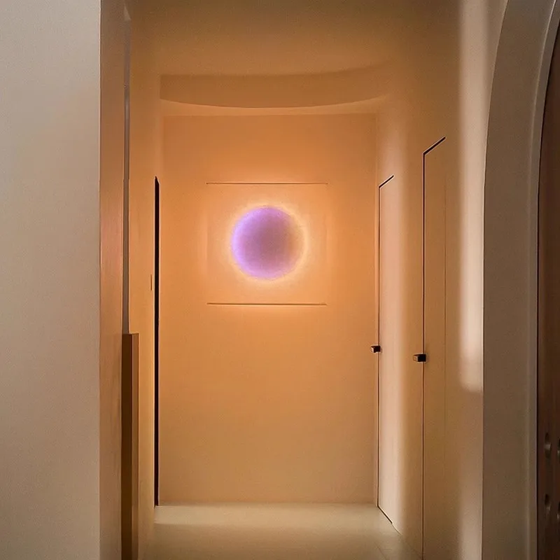 Full Moon Wall Lamp Modern Living Room Circular Square MOODMOON Designer Corridor Bedroom RGB Color Dimming Atmosphere Light 5