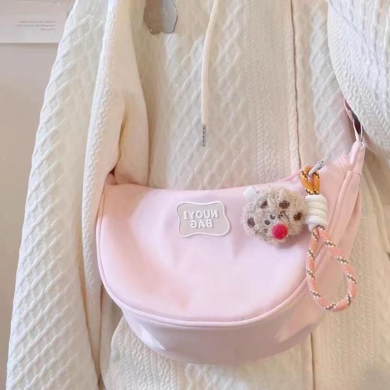 

Милая женская сумка через плечо Xiuya в стиле Харадзюку, однотонная нейлоновая сумка на плечо с надписью, новинка 2023, модная повседневная простая милая сумка