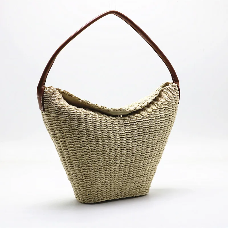 NEW Women Shouder  Bohemian Straw Underarm Bag Summer Beach Woven Armpit Bag Casual Crochet Tote Shopping Bags