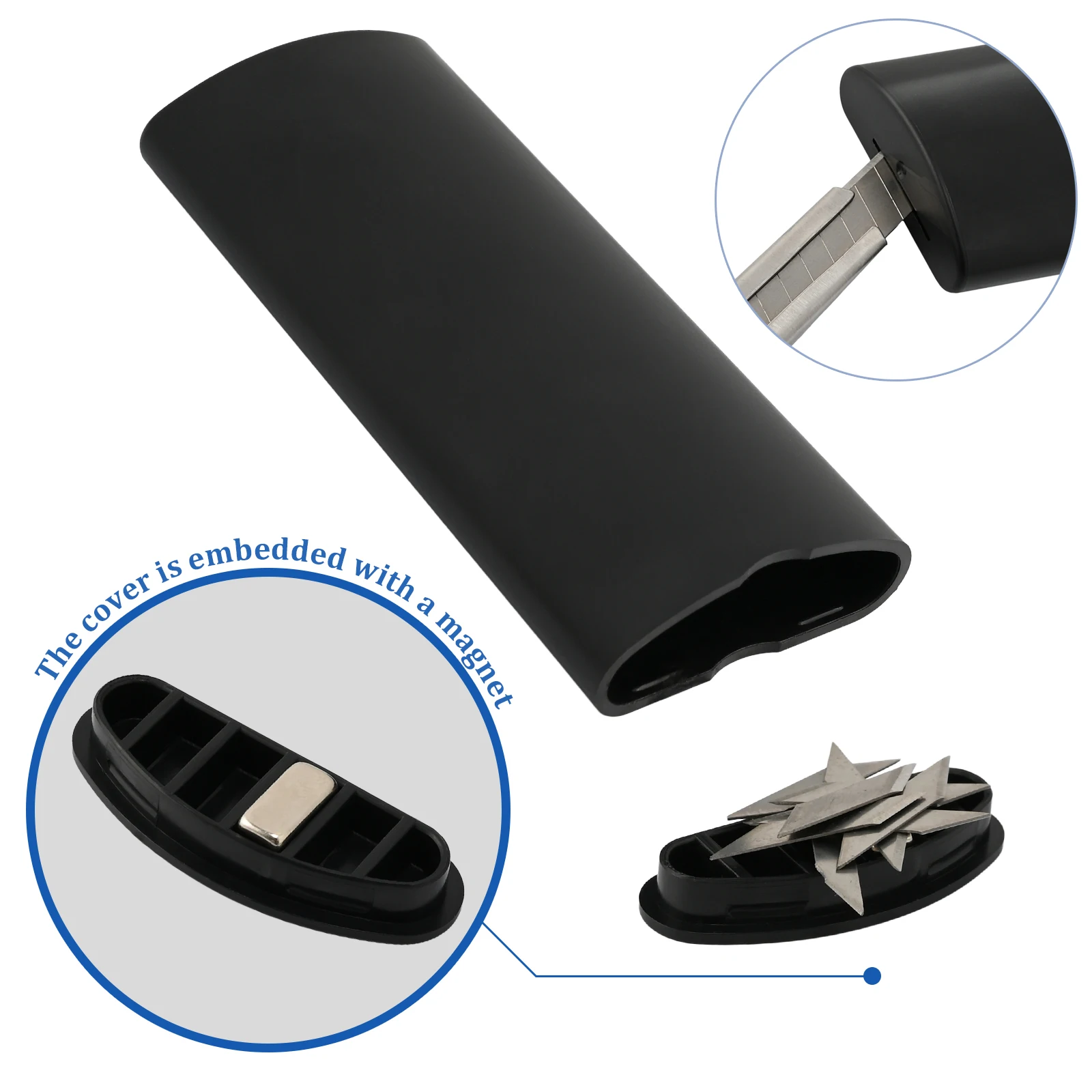 FOSHIO Plastic/Aluminum Alloy Disposed Knife Blade Snap-Off Box Container Magnetic Utility Knife Cutter Waste Blade Storage Case utility cutter knife