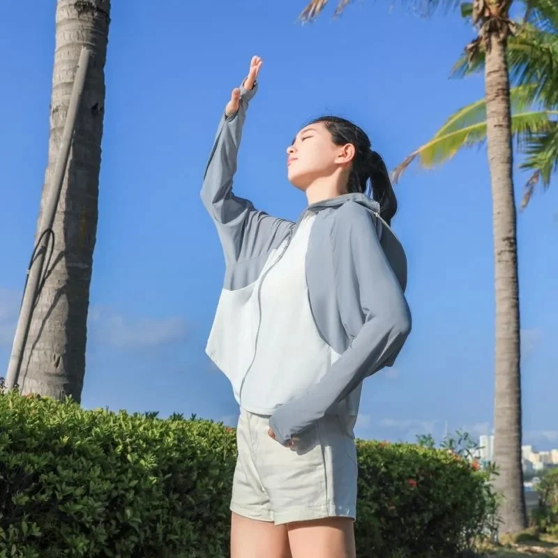 

Женская воздухопроницаемая куртка, летняя Тонкая шелковая куртка для защиты от солнца, с защитой от ультрафиолета