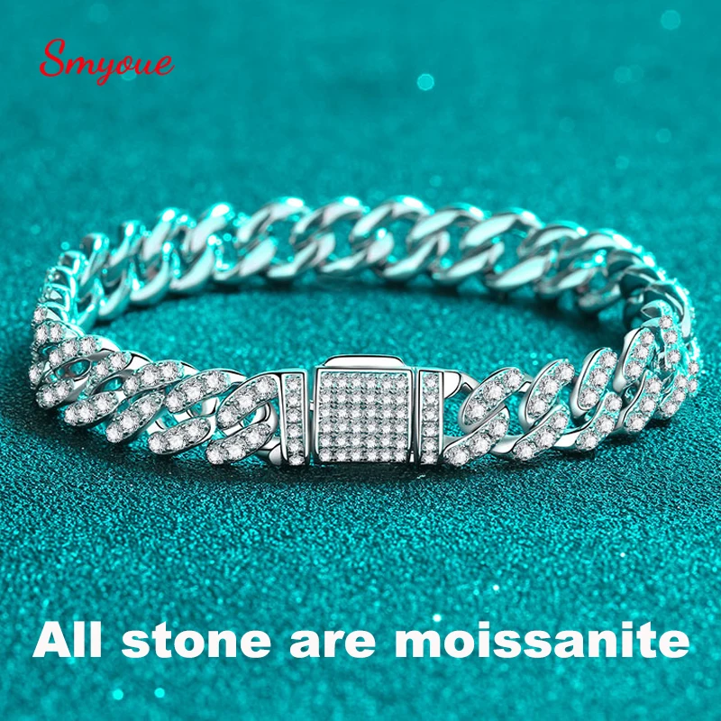 

Smyoue 18k Plated 4.31-5.75cttw Cuban Bracelet for Women Men Lab Diamond Bracelet 925 Sterling Silver Jewelry Hip Hop Link Chain