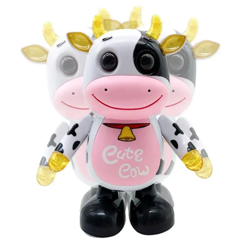 Cartoon Animal Dancing Music Robot Cow With Light And Music Movable Doll Parent Child Interactive Electric Toys Birthday Gifts