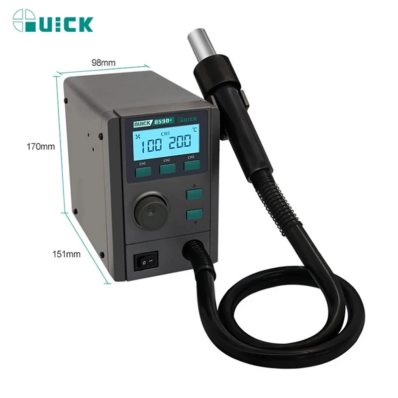 QUICK-스마트 열풍 납땜 제거 스테이션, 트윈 터보 공기 온도 및 풍량 조정, 자동 수면, 859D + 업그레이드