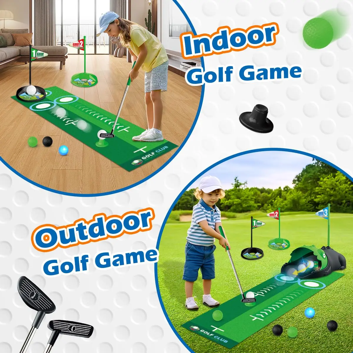 Kids Golf Club Set with LED Ball Returner