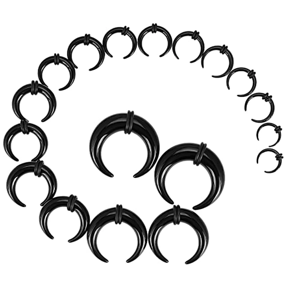 18Pcs Acrylic Septum Pincher Tapers C Shape alo Ear Taper Kit Piercing Jewelry