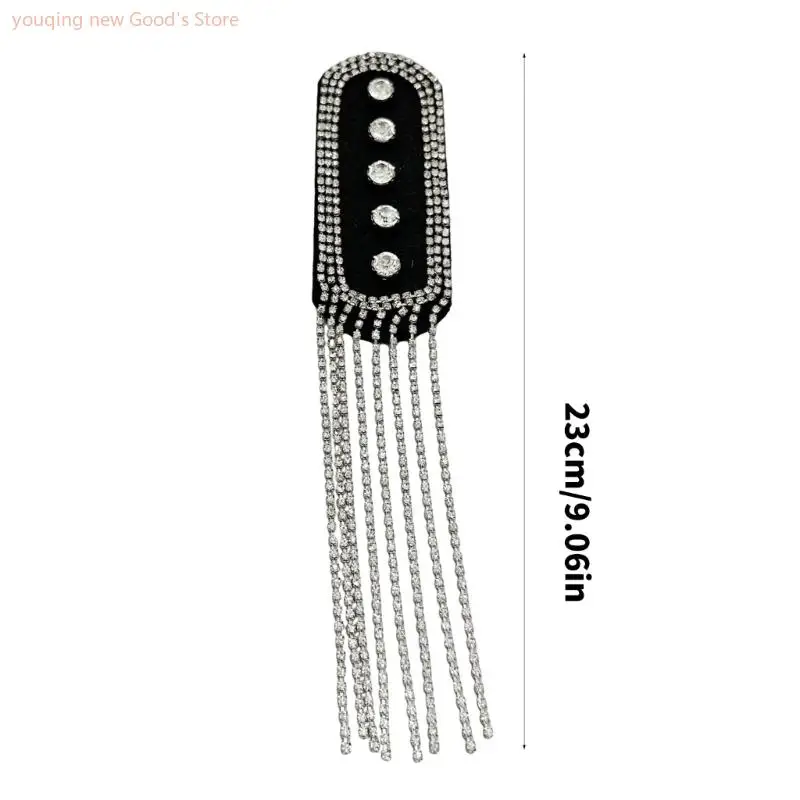 49ME Crystal Chain Shoulder Badges Jackets Epaulets for Formal Event Costume Decors