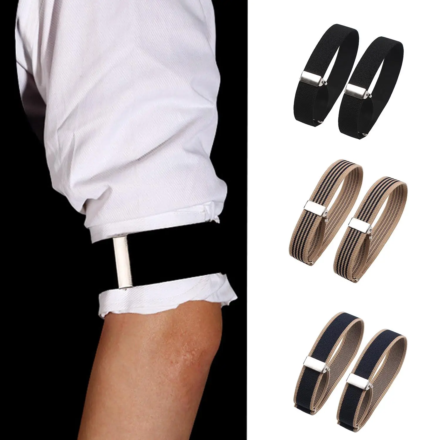 Men Elastic Adjustable Shirt Sleeve Garter Strap Arm Band Sleeve Bracelet Anti-Slip Cuff Holder Armband Wedding Accessories